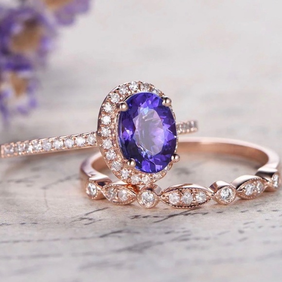 ✨BACK IN STOCK✨Dainty 18K Rose Gold Amethyst Set✨ - Picture 2 of 6